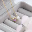 High Quality Stainless Steel Jewelry Necklace Color Stone Setting
