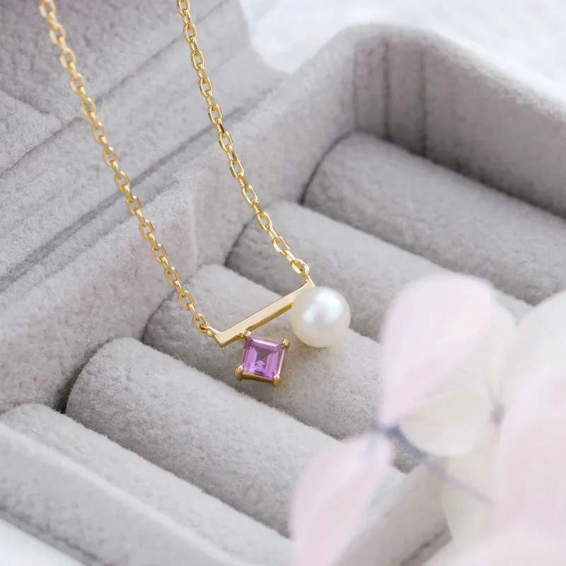 High Quality Stainless Steel Jewelry Necklace Color Stone Setting