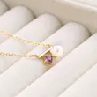 High Quality Stainless Steel Jewelry Necklace Color Stone Setting