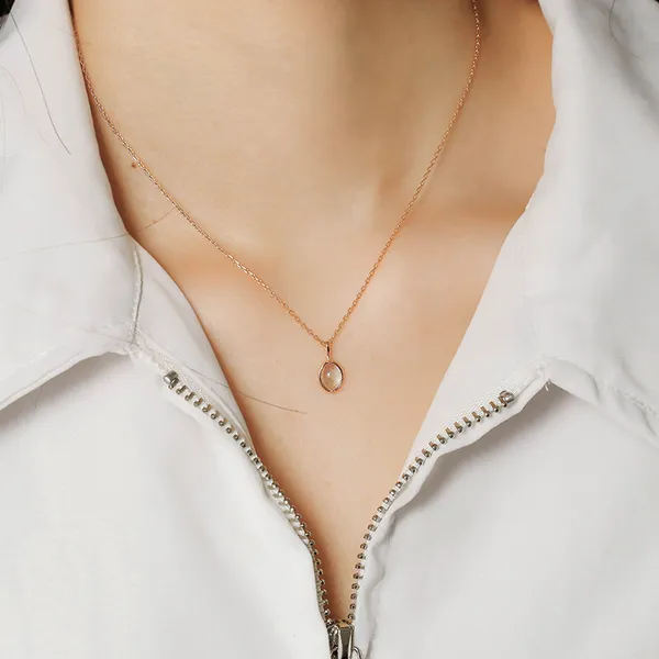 High Quality Stainless Steel Jewelry Necklace Color Stone Setting