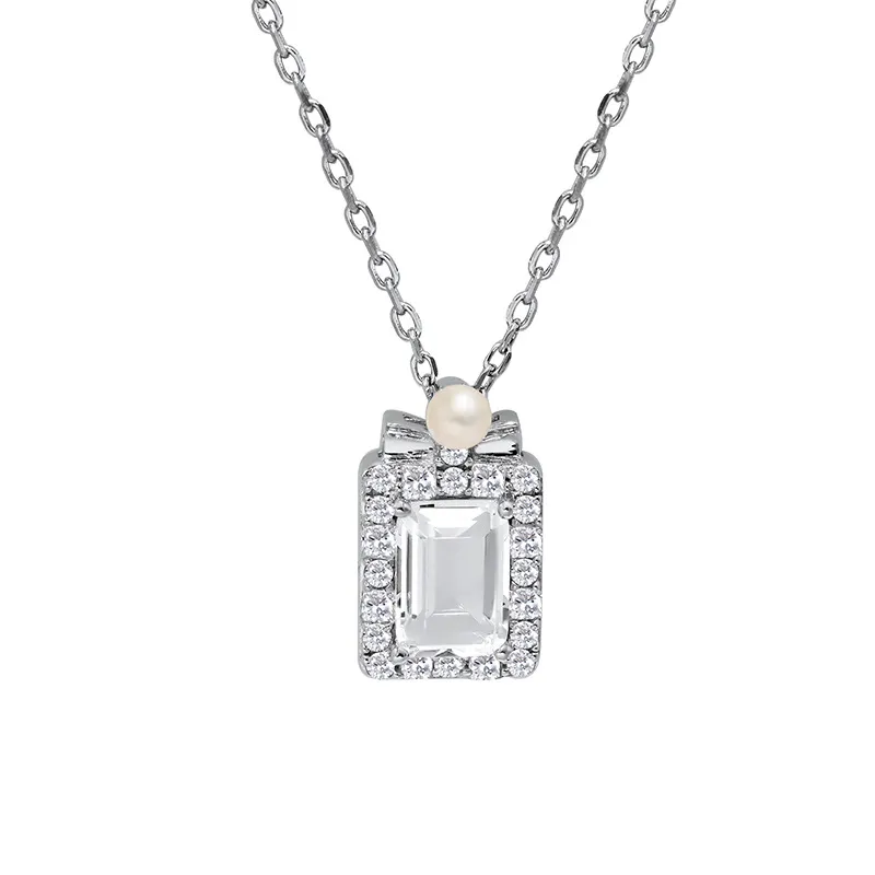 High Quality Stainless Steel Jewelry Necklace Color Stone Setting