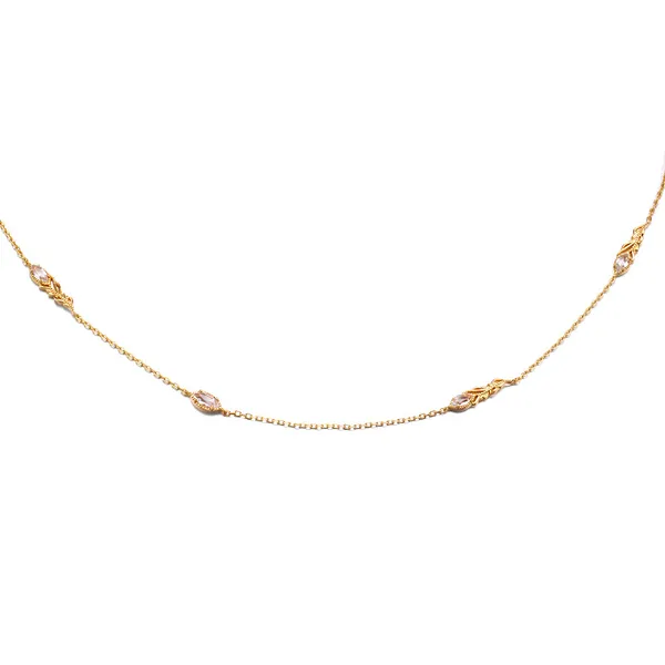 High Quality Stainless Steel Jewelry Necklace Color Stone Setting