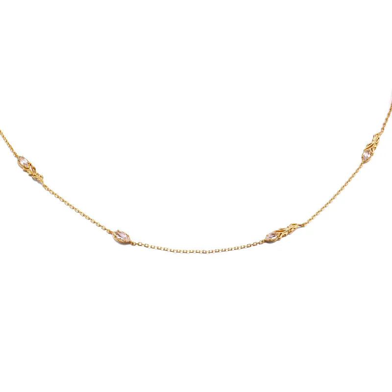 High Quality Stainless Steel Jewelry Necklace Color Stone Setting