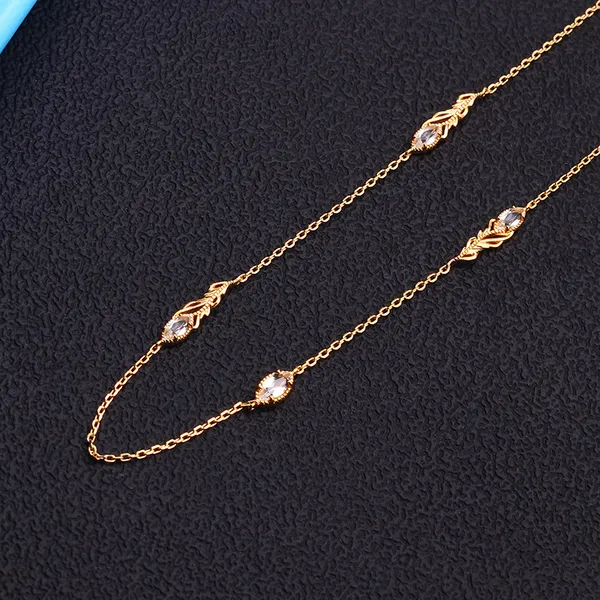 High Quality Stainless Steel Jewelry Necklace Color Stone Setting