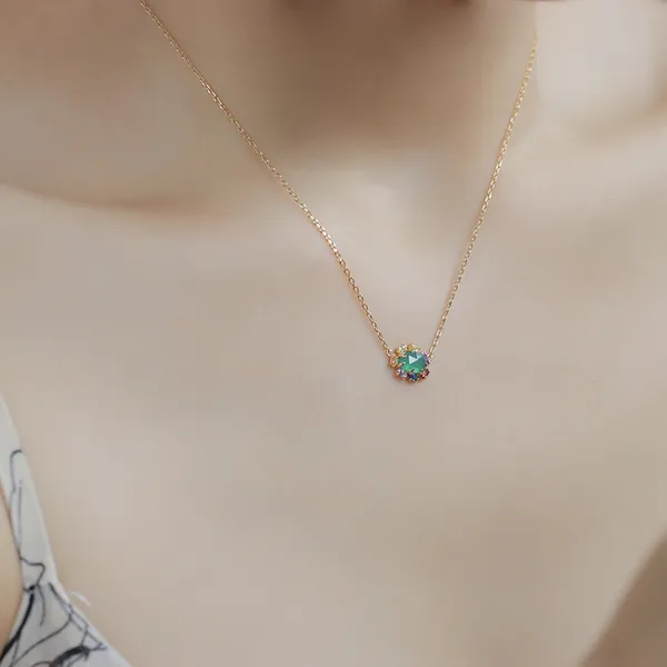 High Quality Stainless Steel Jewelry Necklace Color Stone Setting