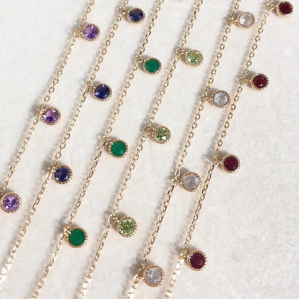 High Quality Stainless Steel Jewelry Necklace Color Stone Setting