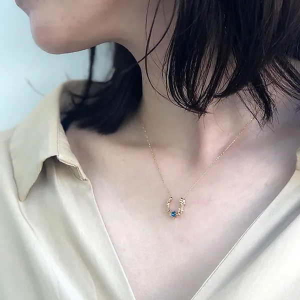 High Quality Stainless Steel Jewelry Necklace Color Stone Setting