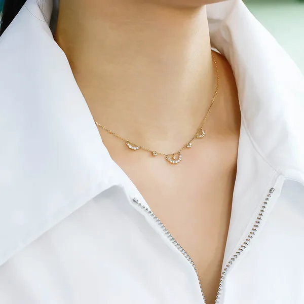 High Quality Stainless Steel Jewelry Necklace Color Stone Setting