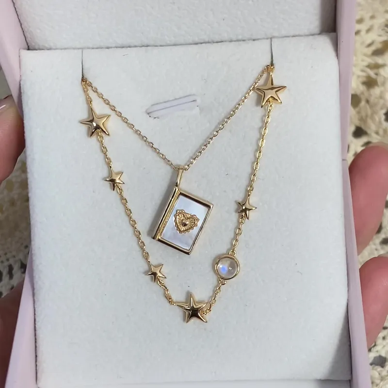 High Quality Stainless Steel Jewelry Necklace Color Stone Setting