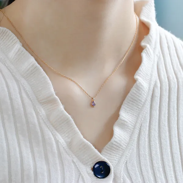 High Quality Stainless Steel Jewelry Necklace Color Stone Setting