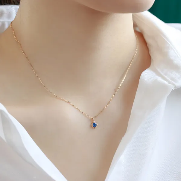 High Quality Stainless Steel Jewelry Necklace Color Stone Setting