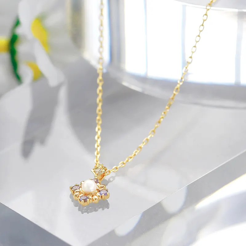 High Quality Stainless Steel Jewelry Necklace Color Stone Setting