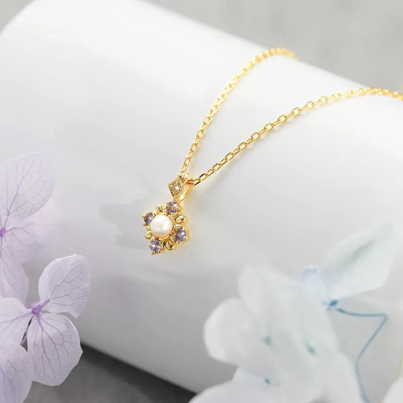 High Quality Stainless Steel Jewelry Necklace Color Stone Setting