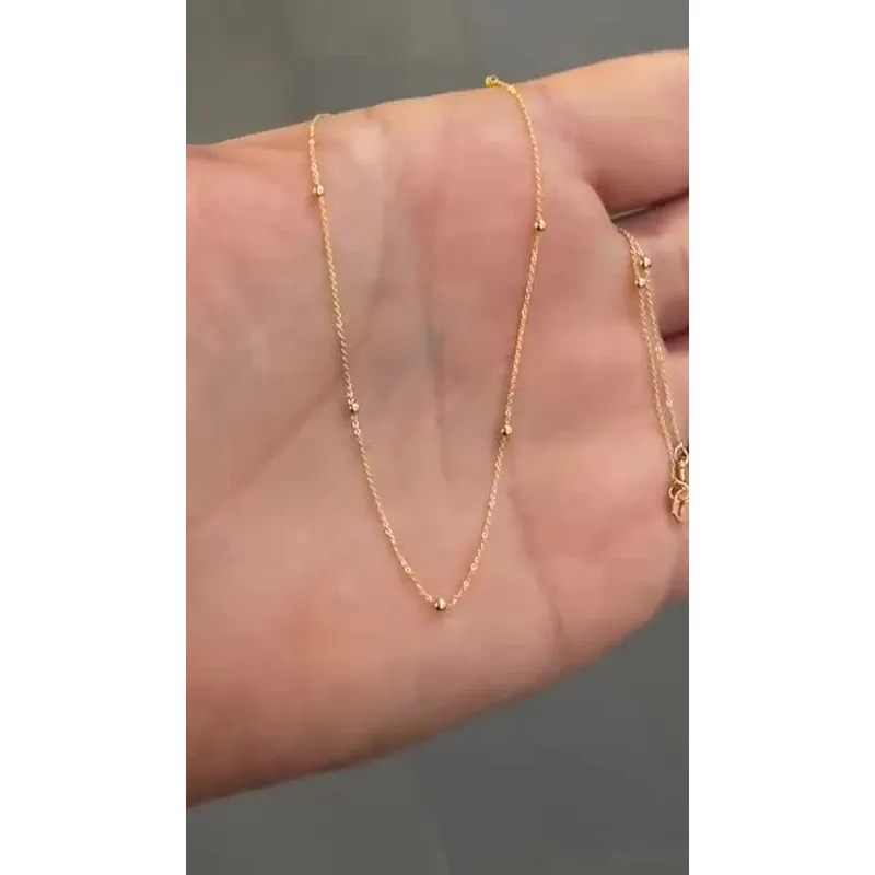 Stainless Steel Curb Chain And Bead Chain Necklace