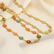 18K Gold Colorful Enamel Daisy Necklace