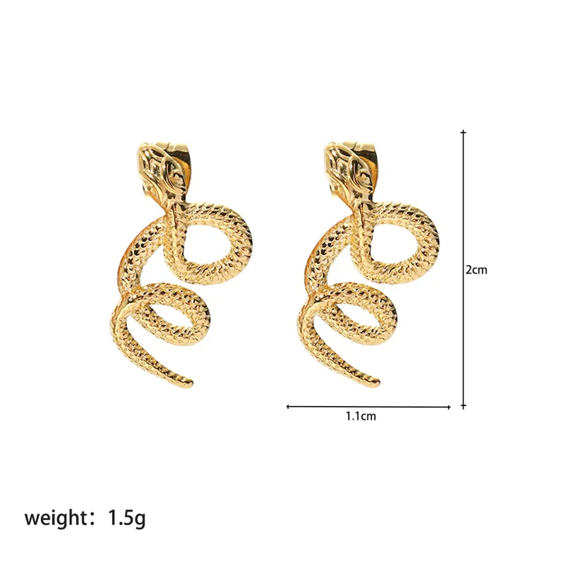 18K Gold Plating Women Texture Snake Stud Earrings