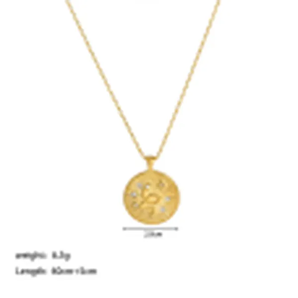 Gold Plated Stainless Steel Snake Rune Pendant Necklace