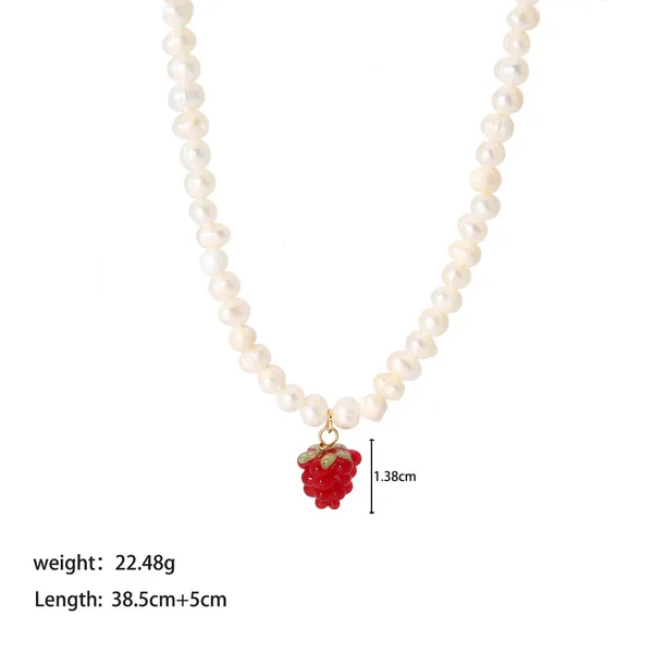 Natural Frashwater Pearl Colorful Grape Pendant Necklace