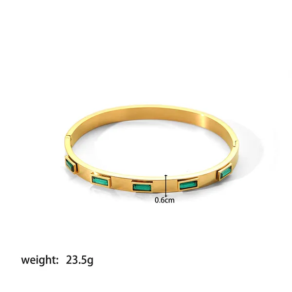 Popular Sales Stainless Steel Green CZ Bangle Bracelet