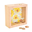 Customized wooden glass bank money cash coin storage box frame 3D 
