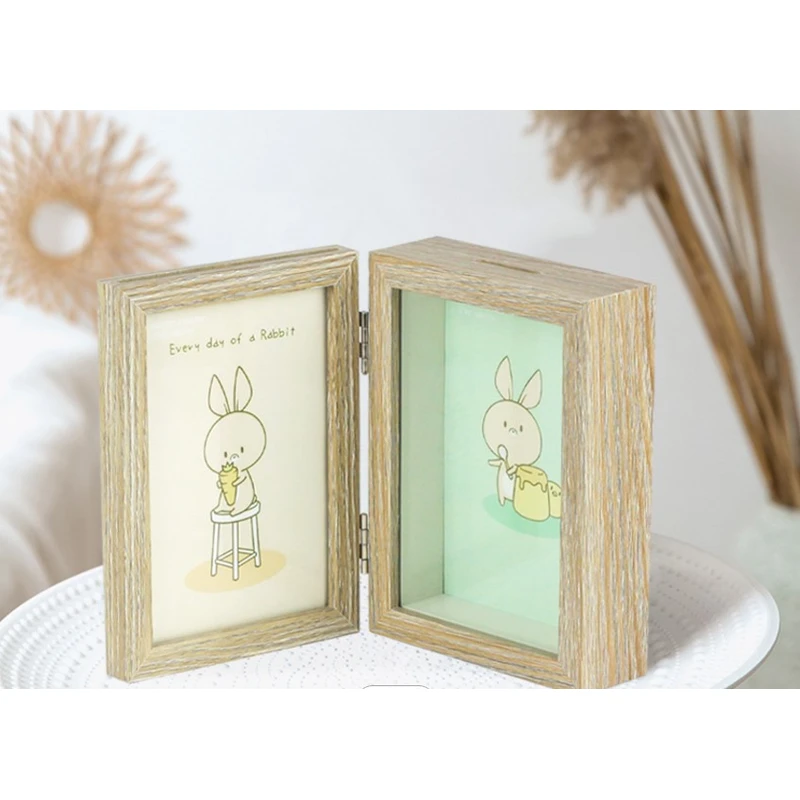 Kids piggy bank money saving box with double picture frame colleague