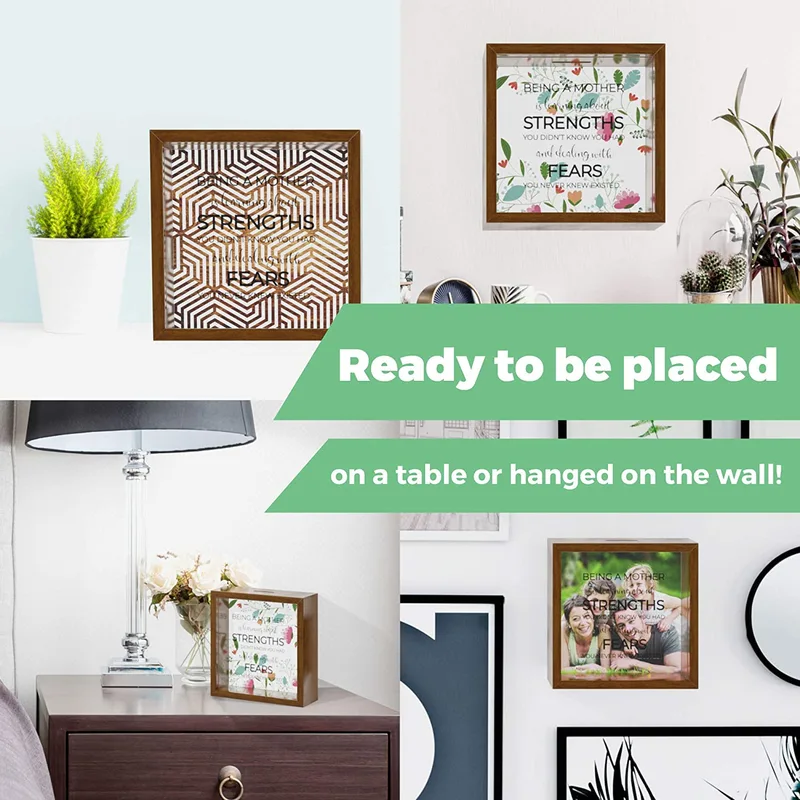 6-6 Inch Rustic Wooden Shadow Money Box With Slot For Kids -