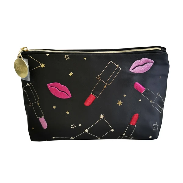 embroidered constellation cosmetic bag