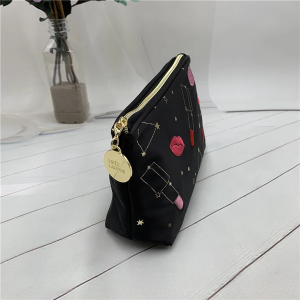 embroidered constellation cosmetic bag