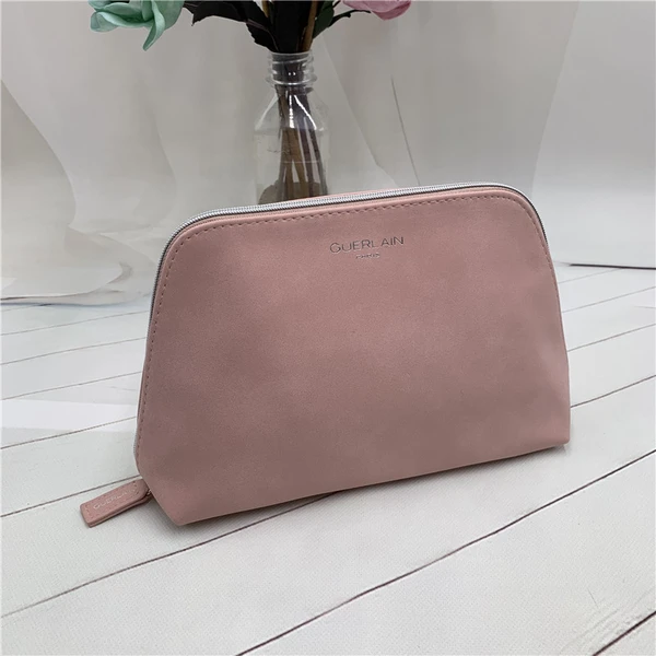 large capacity frosted PU shells cosmetic bag pale pink