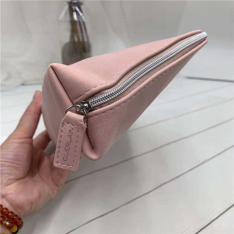 large capacity frosted PU shells cosmetic bag pale pink