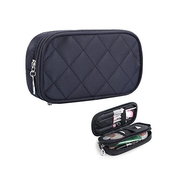 Double-Sided Cosmetic Pouch Bag for Travel Makeup Brush Organizer Makeup Bag
