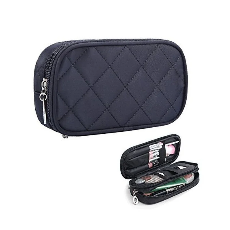 Double-Sided Cosmetic Pouch Bag for Travel Makeup Brush Organizer Makeup Bag