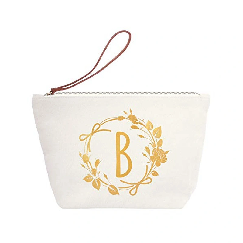 Cosmetic Bag Wristlet Pouch Gifts with Zipper Canvas