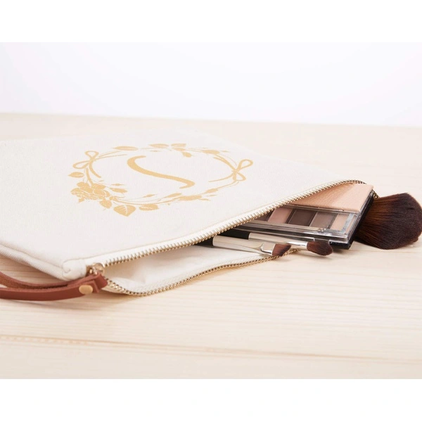 Cosmetic Bag Wristlet Pouch Gifts with Zipper Canvas