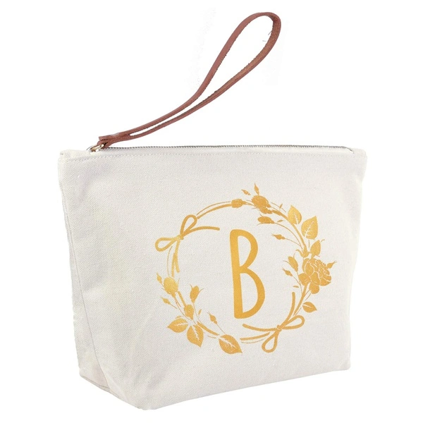 Cosmetic Bag Wristlet Pouch Gifts with Zipper Canvas