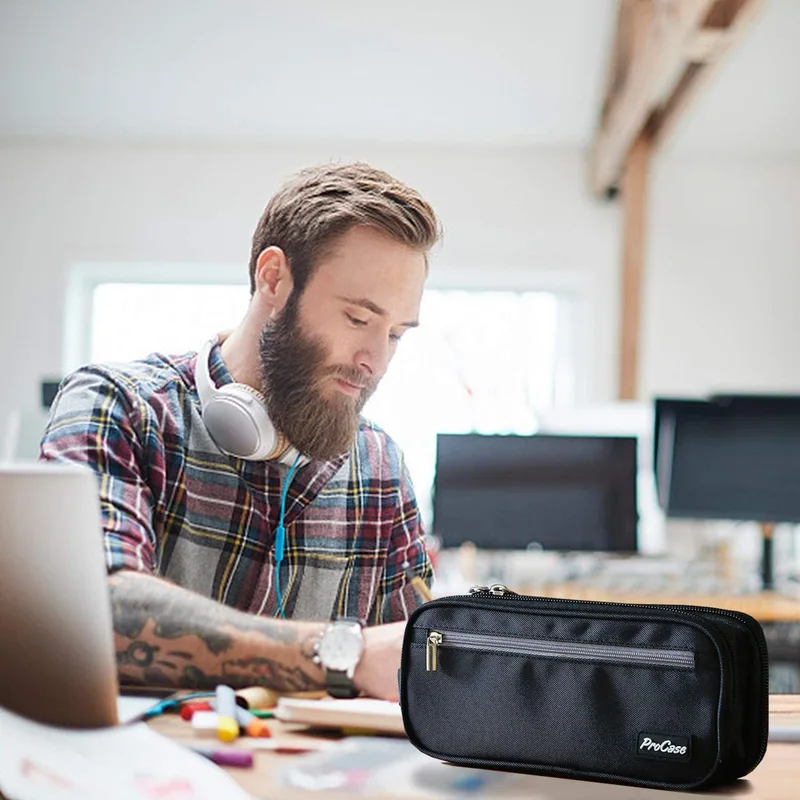 Two Layers Big Capacity Pencil Pouch Pen Organizer