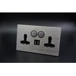 ALUMINIUM TWIN UNIVERSAL SOCKET WITH USB IN GOOD PRICE & QUALITY