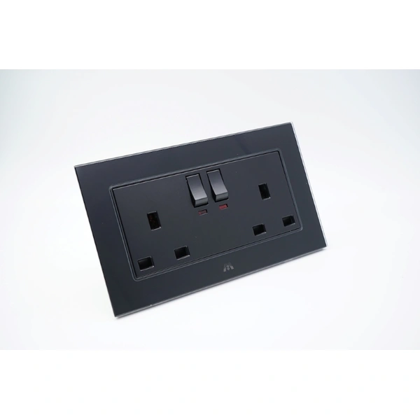 TOUGHENED GLASS SERIES - TWIN BS SWITCHED SOCKET