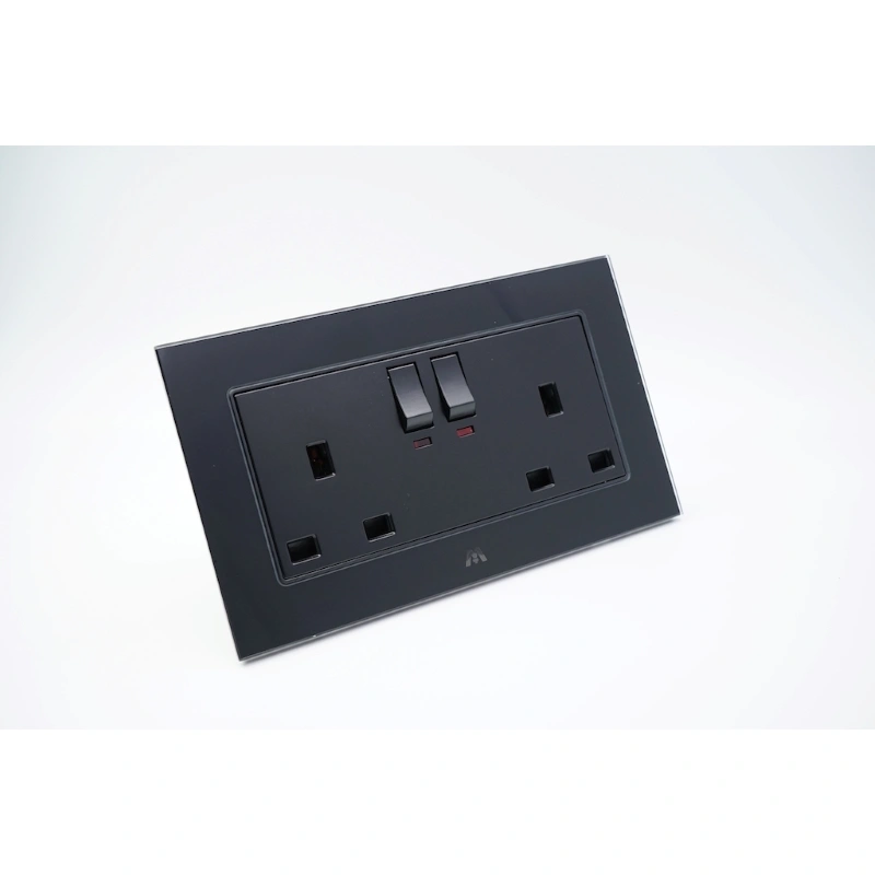 TOUGHENED GLASS SERIES - TWIN BS SWITCHED SOCKET