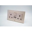 GlASS TWIN BS SWITCHED SOCKET WITH USB IN GOOD PRICE & QUALITY