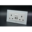 GlASS TWIN BS SWITCHED SOCKET WITH USB IN GOOD PRICE & QUALITY