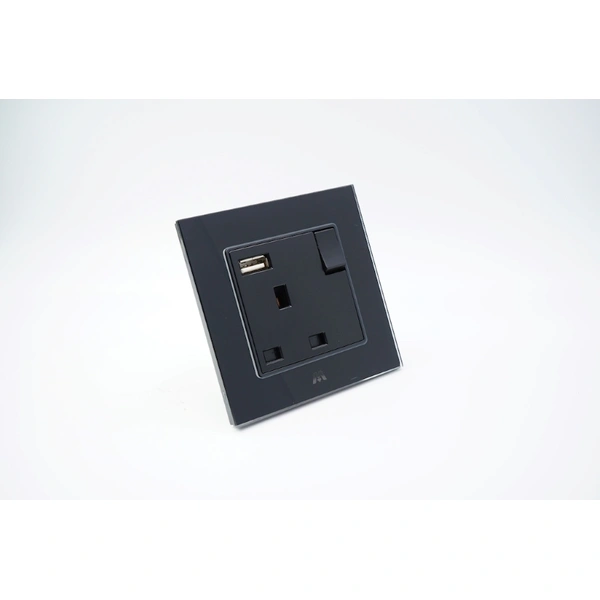 GlASS BS SWITCHED SOCKET WITH USB IN GOOD PRICE & QUALITY