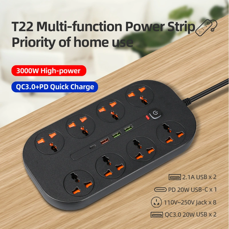 Intelligence Power Strip with QC & PD Charger|M.T Extend Socket