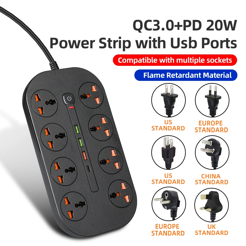 Intelligence Power Strip with QC & PD Charger|M.T Extend Socket