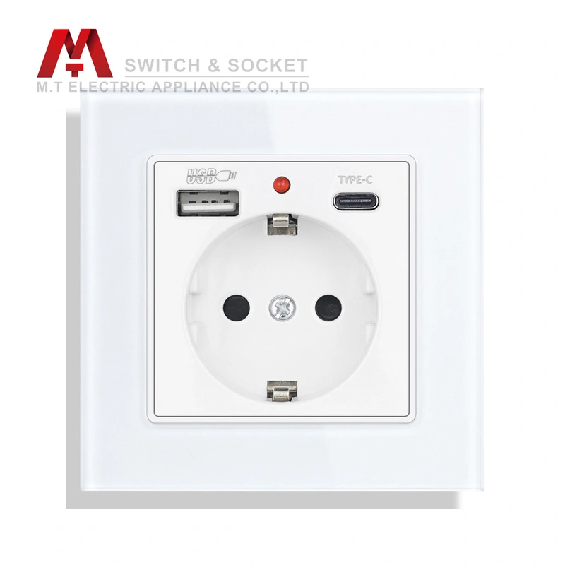 Schutzkontakt. DE Socket. Socket with QC ports. Zigbee switch.