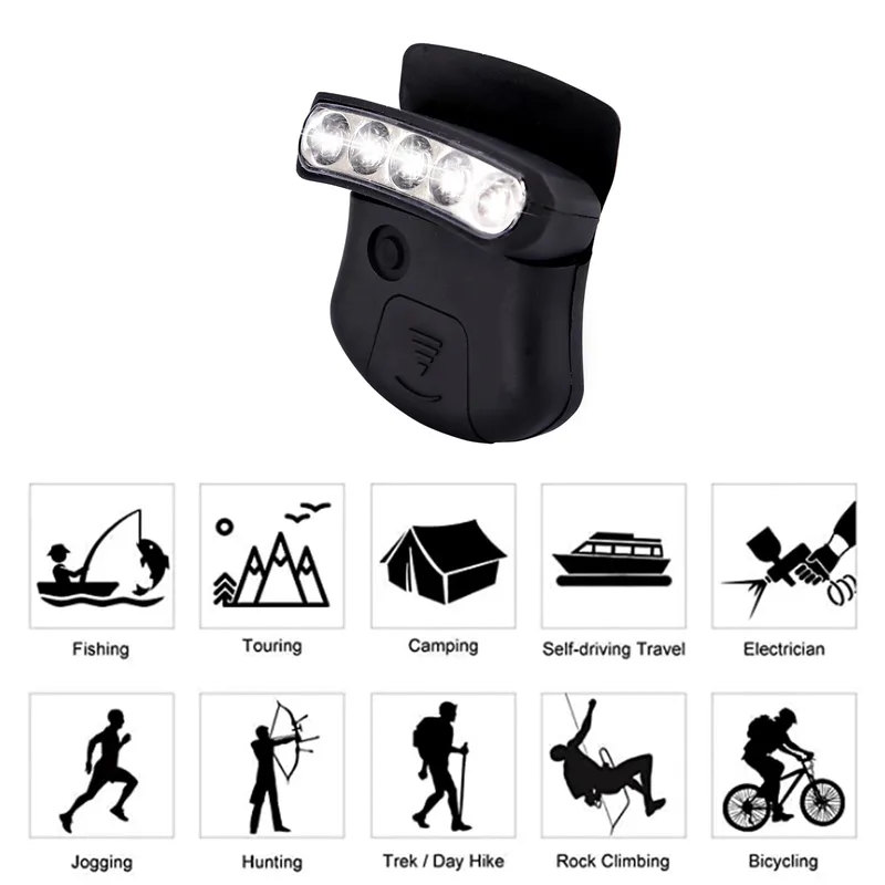 Headlamp 5-LED Hat Light Rotatable Ball Cap Visor Light