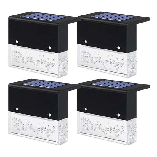 Solar Deck Lights 4 Pack, Solar Step Lights Outdoor, Warm White/Color Changing Solar Fence Light for Patio Garden Yard