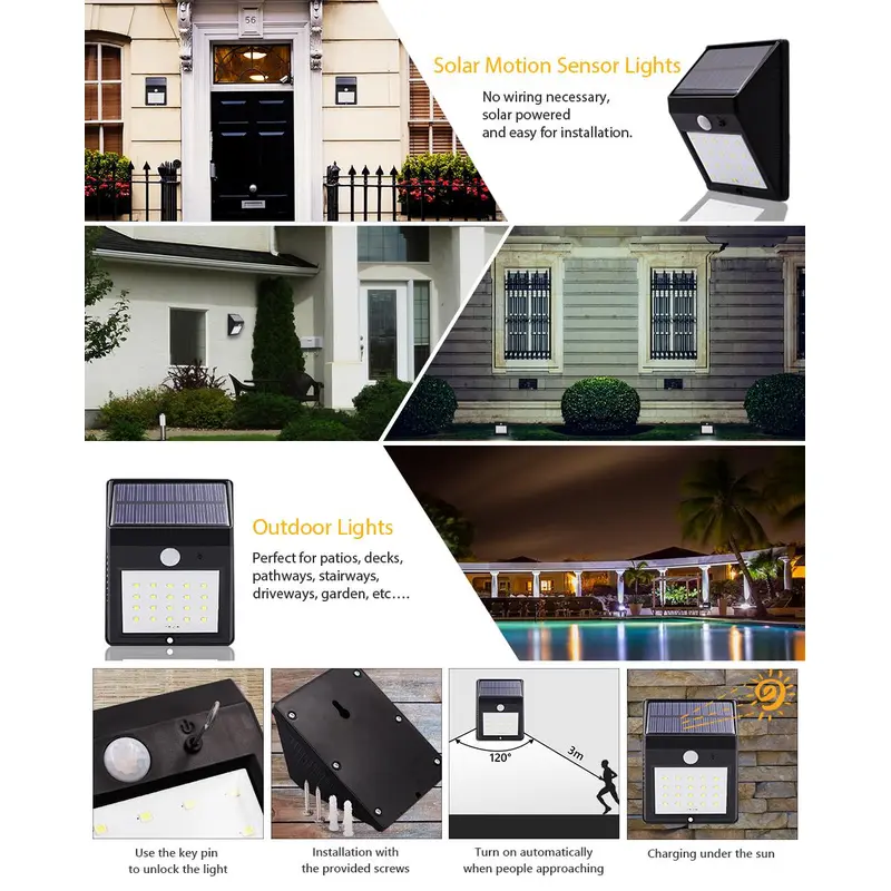 20 LED solar led garden light outdoor waterproof motion sensor