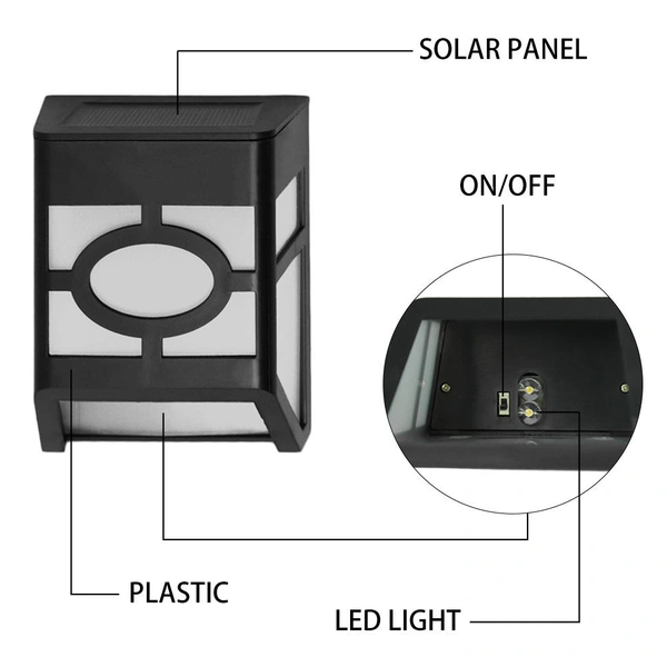 Led Solar Wall Lamp Outdoor Waterproof  Solar Fence Lights 