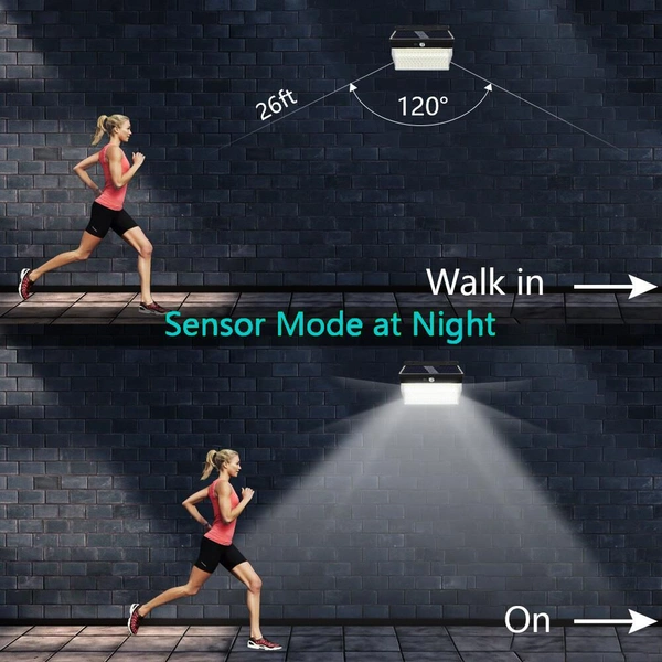 206 LED bright outdoor IP65waterproof sensor solar light for garden